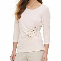 Calvin Klein Womens Blouse Blush Pink Size Large L Jersey Lace-Up Top 59 566 Photo
