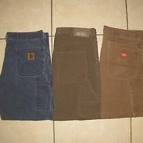 Lot of 3 Pants Carhartt Old Mill Dickies Duck Canvas Fleece Lined Work 38 X 30 Photo