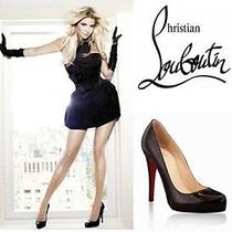 christian louboutin rolando 120 kid black leather pumps size 37 ...