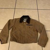 Youth Boys Medium 8 Carhartt Yyj97 Brown Duck Detroit Fleece Lined Coat Jacket Photo